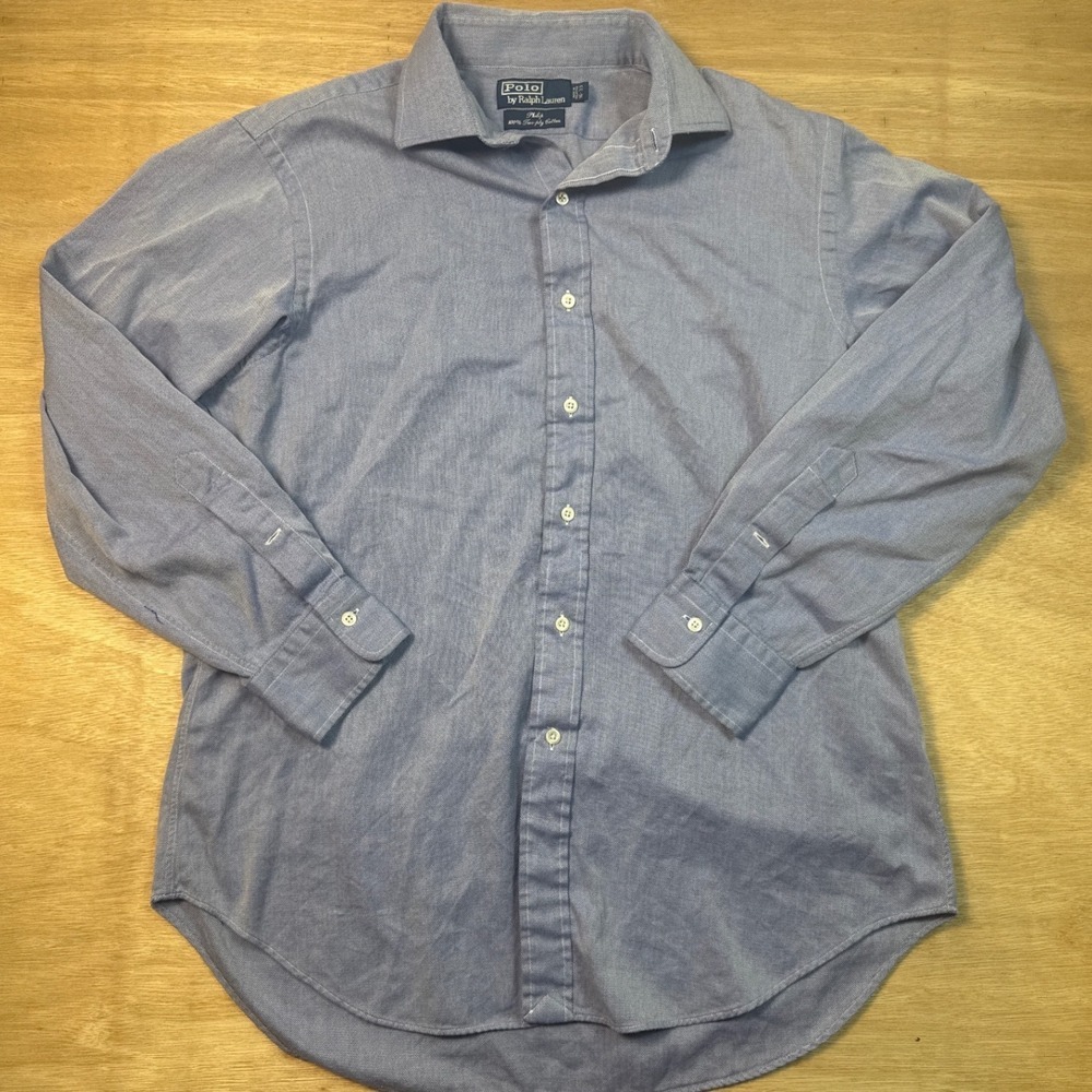 Polo Ralph Lauren Dress Shirt Mens 16 32/33 Blue Excellent Philip Cotton Spread